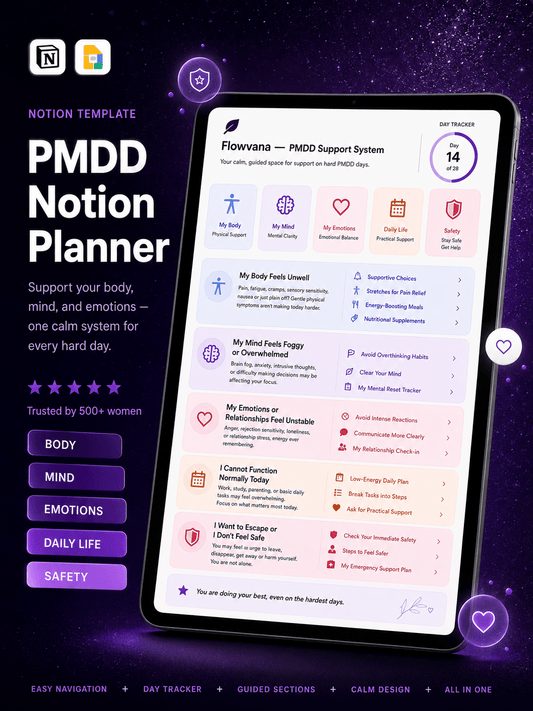 Stop facing PMDD alone. One Notion Planner to guide you through every hard day — ready in 5 minutes. - pmdd